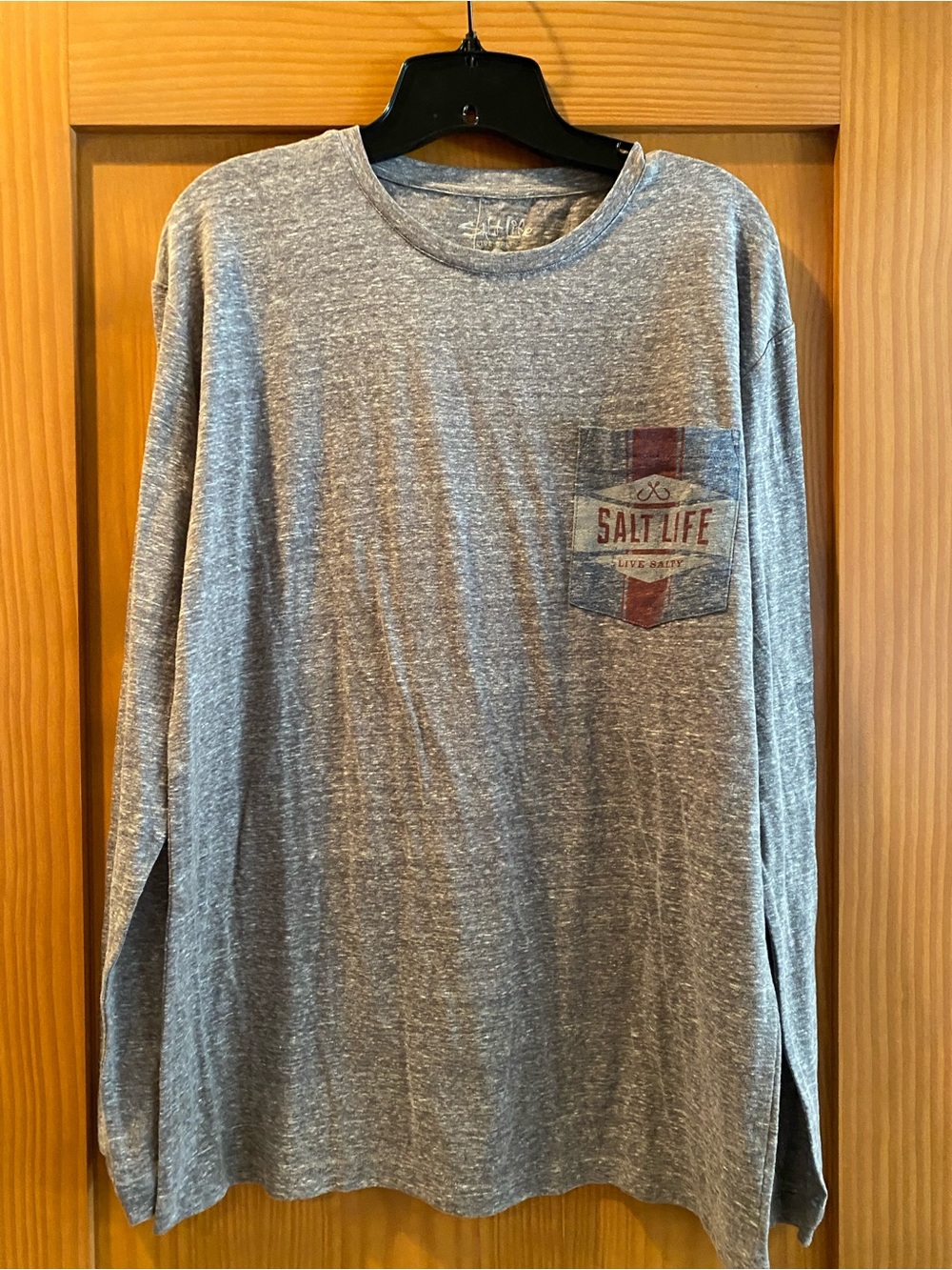 Salt Life Men’s Salt Wash Gray Pocket Live Salty L /S T-Shirt NWT  L